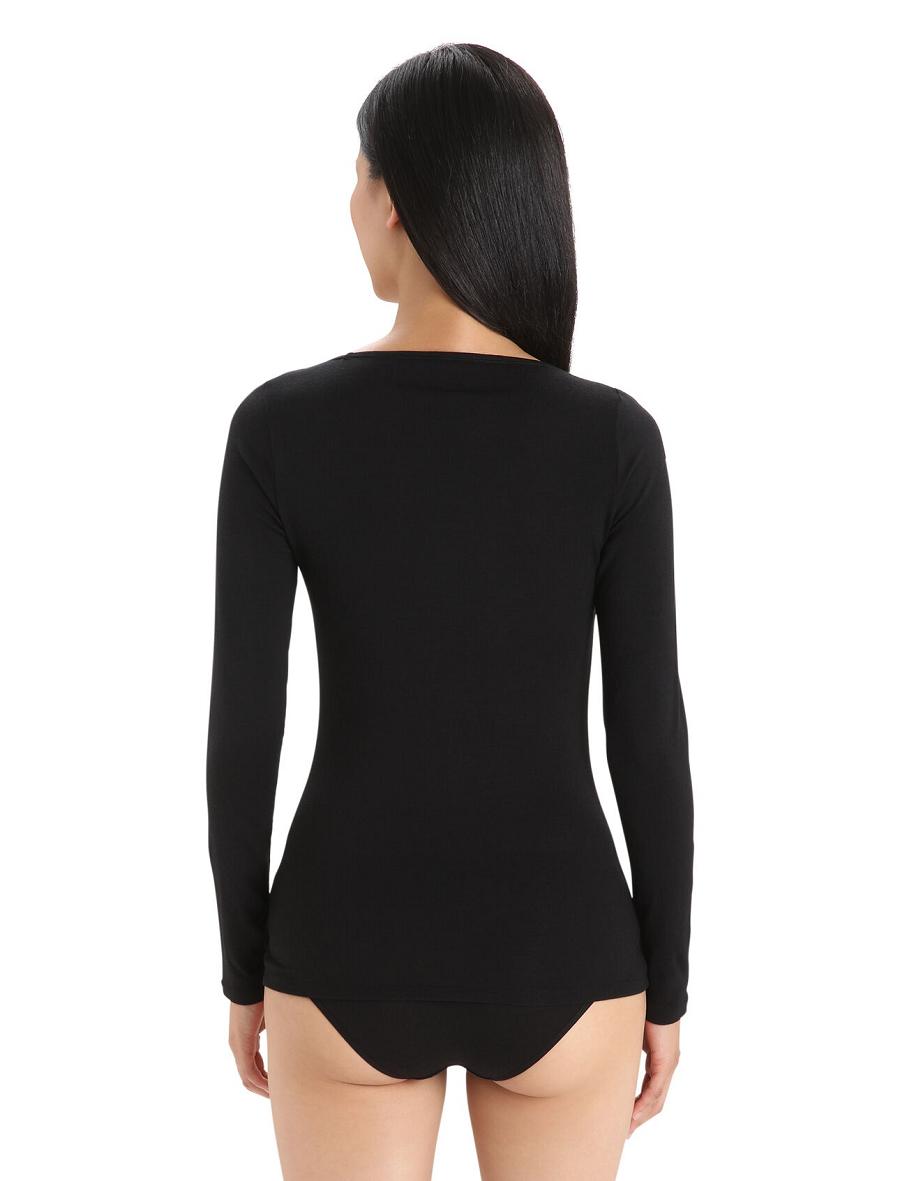 Sous Vêtement Icebreaker Merino Siren Long Sleeve Sweetheart Top Femme Noir | FR 1691GSOL